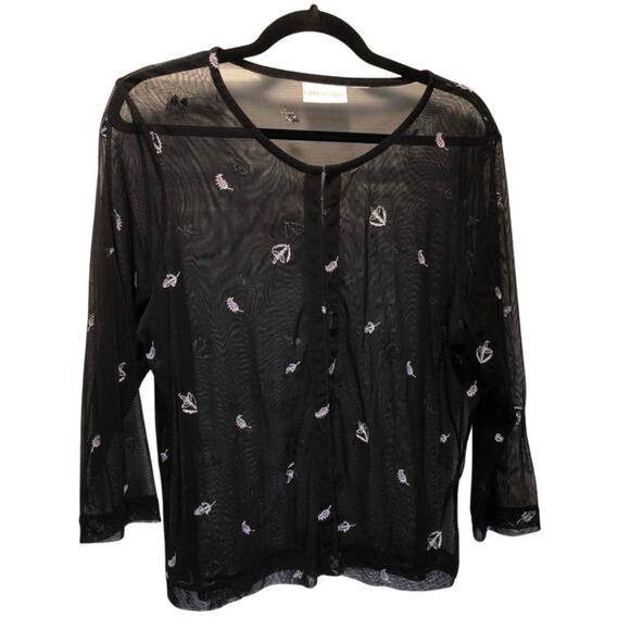 Christie & Jill, size M/L, Sheer Black top, Long sleeve - Picture 1 of 5